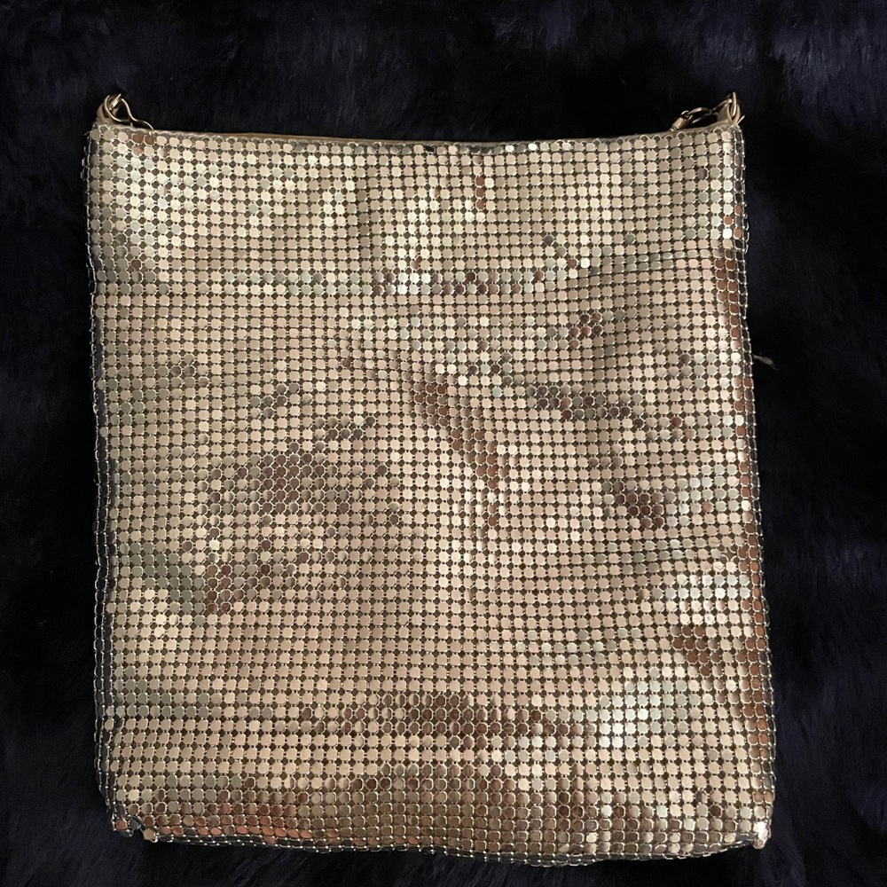 Silver long over shoulder purse
